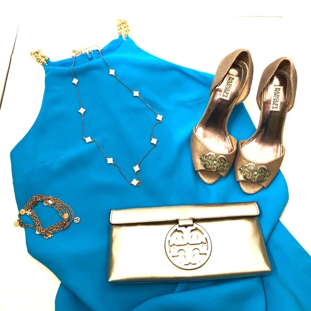 Lilly Pulitzer Adrienne Dress, Turquoise with Gold Accents